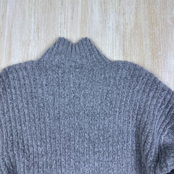 Lulus Gray Meeting Friends Ribbed Mock Neck Knit Cozy Pullover Sweater Small - Picture 14 of 14